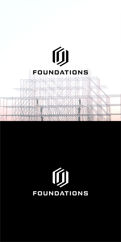 Foundations Logo Design with Construction Scaffolding modern