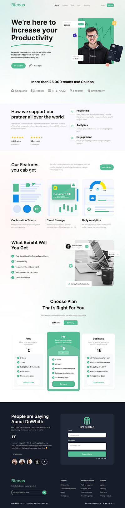 Productivity Landing Page Design cretie design figma graphic design landing page deign landingpage ui uiux design