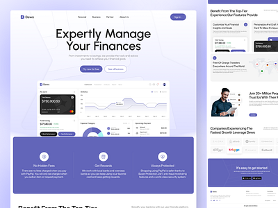 Dewo - Global Banking Landing Page bank banking design digital banking finance finance app finance web fintech investment landing page money ui ui design uiux ux web web design website website finance