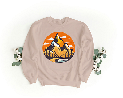 Majestic Peaks Sunset Adventure adobe illustrator ai to illustration artwork digital art graphic design graphic designer illustration sweatshirt t shirt design tshirt