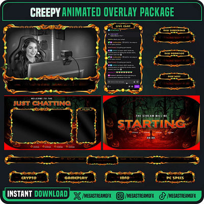 Halloween Theme Stream Overlay Package red overlay