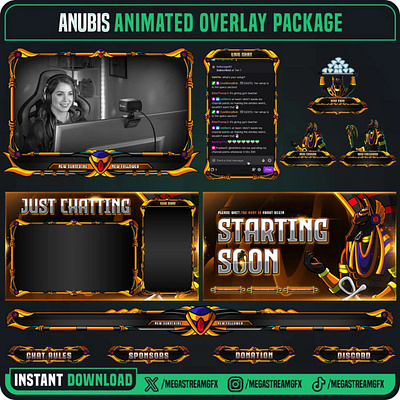 Anubis stream Overlay Package egyptian overlay