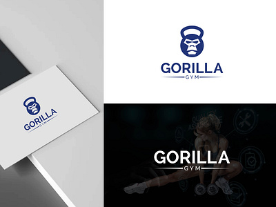 Gorilla gym logo with dumble. Workout fitness logo. abs dumble exercise fit fitness gorilla graphic design gym health strong training weightloss workout