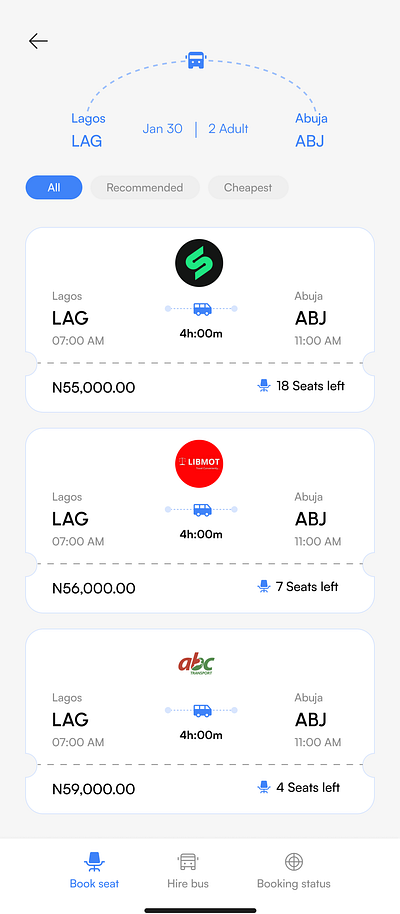 Bus Ticketing UI bus ticketing busui cards mobiledesign mobileui seatbooking ticketing ui uidesign