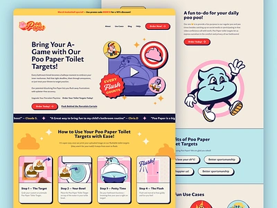 Poo Paper Website brand design branding colorful fun graphic design landing page mascot poop ui ux web web design webflow