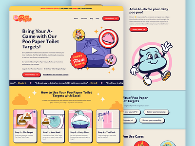 Poo Paper Website brand design branding colorful fun graphic design landing page mascot poop ui ux web web design webflow