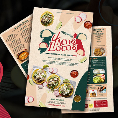 Food menu design - 4 Tacos Locos design food food industry food menu graphic design graphics menu menu design mexican food mexican menu restaurant
