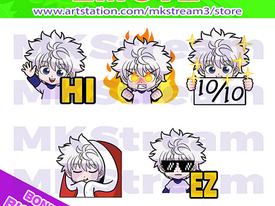 Emotes hunter x hunter killua hi, comfy, perfect, rage & ez pack animated emotes anime comfy cute design emote emotes ez gon hunter x hunter hunter x hunter emotes hxh illustration killua killua emote killua emotes rage sub badge twitch emotes waving