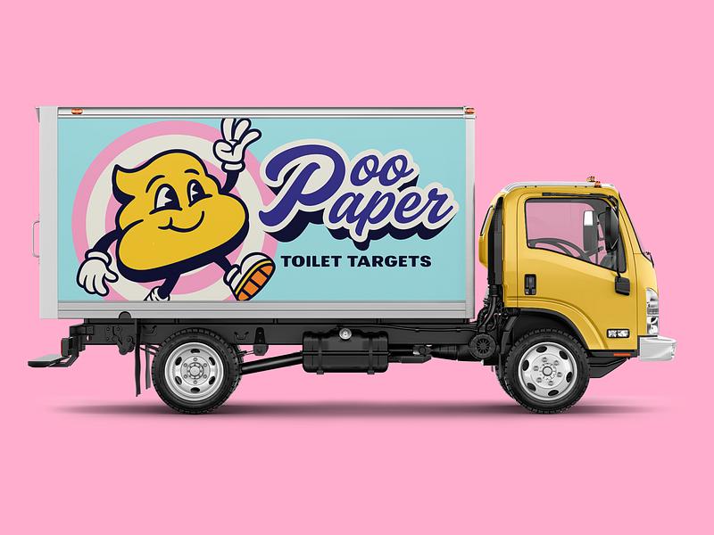 Special Delivery from Poo Paper! box truck brand design branding colorful logo mockup poop truck