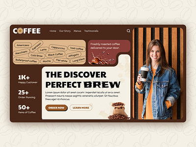 ☕Coffee - Hero Section brew website coffee coffee bean coffee website design hero hero section minimal modern ui website