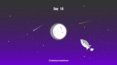 Day 16 of the Daily flat design challenge on night sky challenge design flat design illustration illustrator moon rocket sky