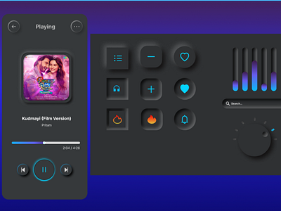 Music Player - Neomorphism UI/UX 3d animation branding equalizer graphic design logo motion graphics music music player neo design neomorphism songs ui uiux