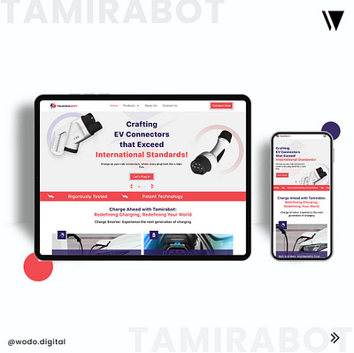 Tamirabot, a leading provider of EV connectors and chargers. branding graphic desig product design