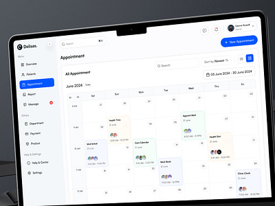 Appointment Screen for Doctor Dashboard admin appointment appointment dashboard calendar dashboard dashboard design delisas design saas sas schedule ui ux web app web ui