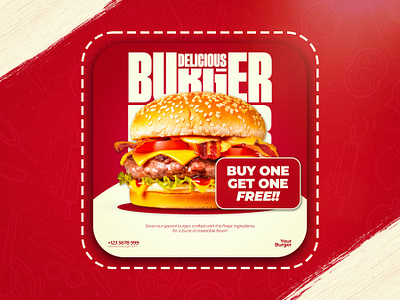 Modern Social Media Poster Design For Fast-Food Brand! 3d ads design animation branding burger poster design design graphic design logo motion graphics social media post ui