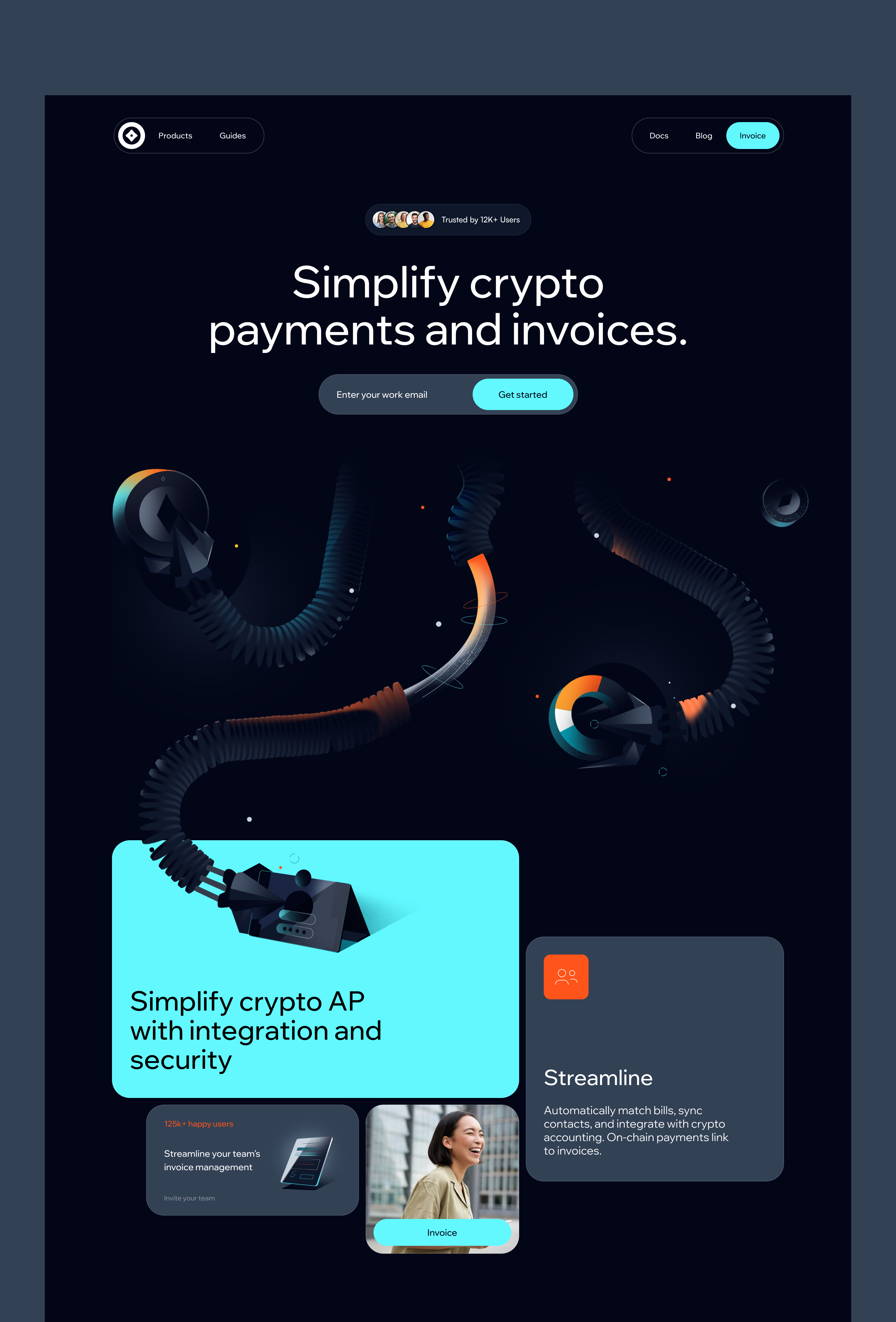 landing page design of the crypto accounting platform