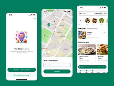 Food App Delivery colors fooddeliveryapp green theme mobileappdesign uidesign uxdesign