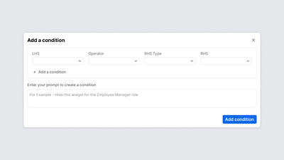 AI Based Condition builder ai condition design filters lowcode productdesign uiux