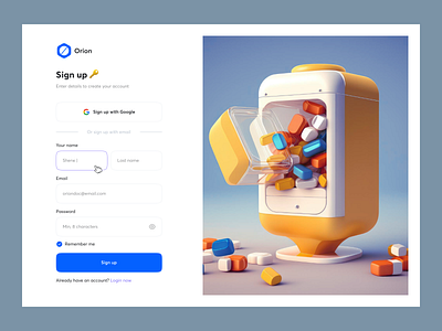 Orion- Dashboard Sign-up page clean design dashboard dashboard design dashboard sign up design graphic design inspiration login login page medical dashboard minimal design online doctor sign up sign up page trendy design ui ui design uidesign uiux website