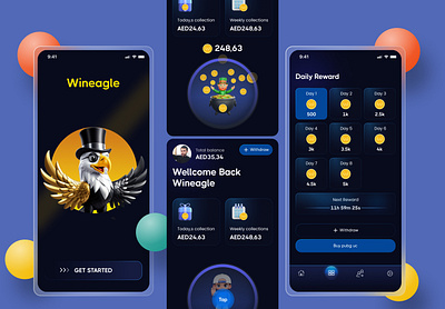 A concept of collects coins and buy uc or withdraw mony ux ui ui ux