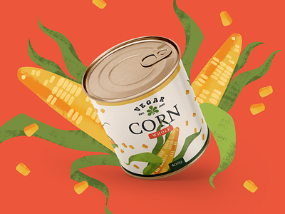 Canned Vegetables Packaging: Corn branding canned food corn design design studio digital art digital illustration food food branding graphic design identity design illustration illustrations illustrator logo marketing marketing design packaging packaging design vegetables