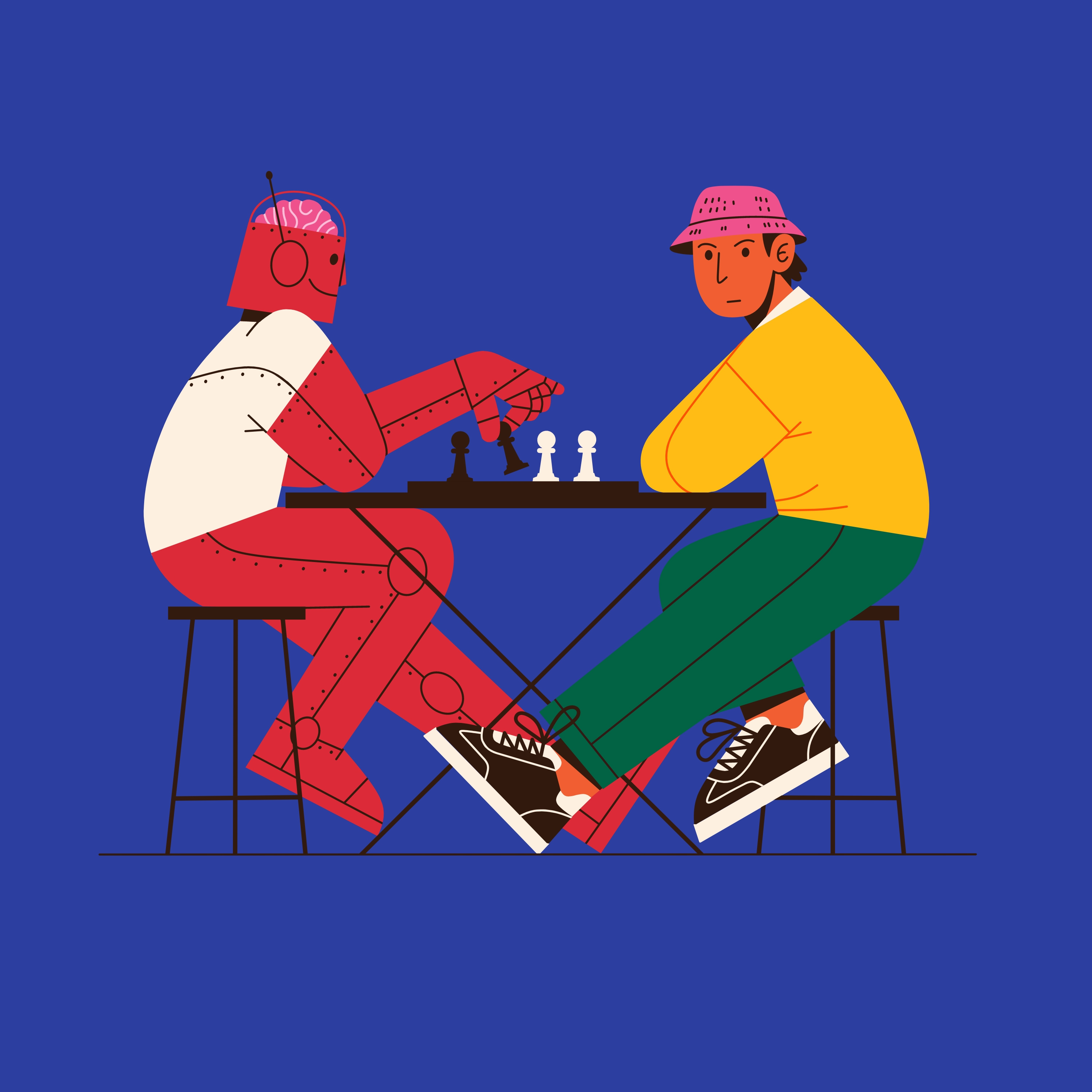 Playing Chess with Ai ai ai training art artificial intelligent chess design graphic design illustration playing