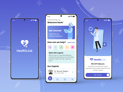 📱 HealthLink - Revolutionizing Healthcare with AI 📱 ai design graphic design healthcare illustration logo mobile application ui user interface ux vector