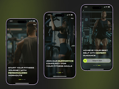 FitFusion | Fitness Mobile App | Onboarding daily ui dark moe fitness glassmorphism onboarding sport ui ui trends ux welcome screen workout