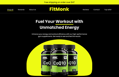 FitMonk Supplement Template - Above The Fold branding fitness gym landing page supplement web design workout