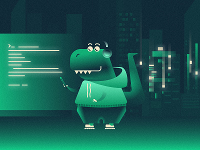 T-Rex student illustration character city cover design dinosaur graphic design illustration student trex vector