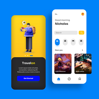 Travel app graphic design ui ux