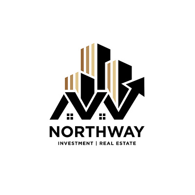 North Way Logo arrow brand identity branding building graphic design house illustration investment logo logo design real estate visual visual identity