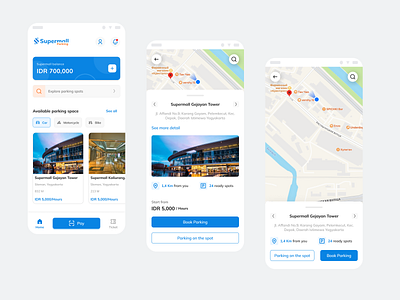 Mobile App - Parking System Apps design mall app mobile app parking app simple ui uiux