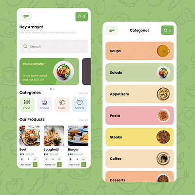 Food App Screens basanty design interface designinterface food app food app screens mob app design ui userexperience uxui