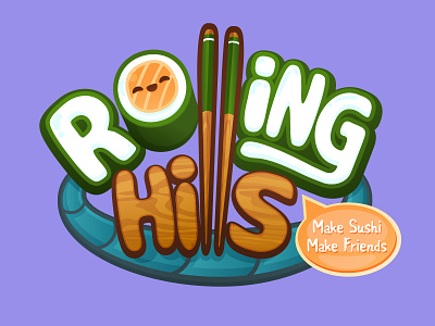 Rolling Hills Logo brand branding cute game graphic design kawaii logo sushi ui vector video game
