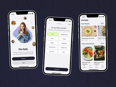 The Daily - Recipe App app cooking design food mobile app mobile design recipe app recipes ui ux