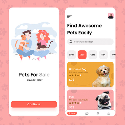 Pets App basanty design interface mob app design pets app ui user interface uxui