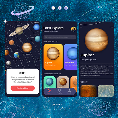 Astronomy App Screens appdesign designinterface uidesign uidesigner userexperience userinterface uxui