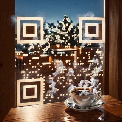 A Buy Me a Coffee in a AI QR code branding graphic design qr