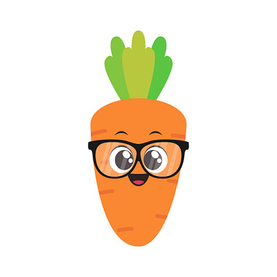 Flat Style Carrot Illustrations with Various Expression character flat design food illustration mascot vegetable