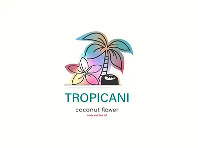 Logo for coconut oil abstract coconut emblem flower graphic design label label design logo logo design minim minimal nature oil packing palm sand