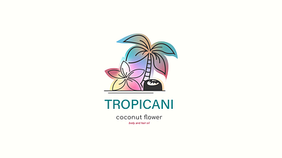 Logo for coconut oil abstract coconut emblem flower graphic design label label design logo logo design minim minimal nature oil packing palm sand