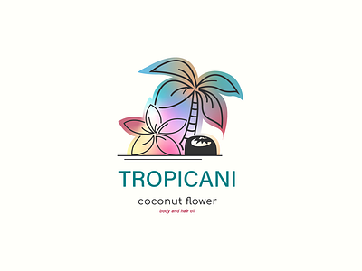 Logo for coconut oil abstract coconut emblem flower graphic design label label design logo logo design minim minimal nature oil packing palm sand