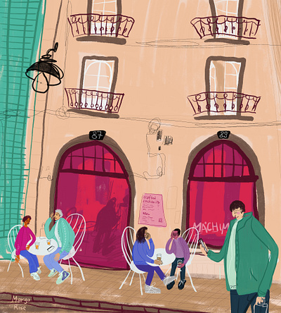 lisbon advertising advertisingillustration brand identity branding cafe character city city life colourful concept art dinner time eating out editorial facade illustration lisbon people portugal summer walk