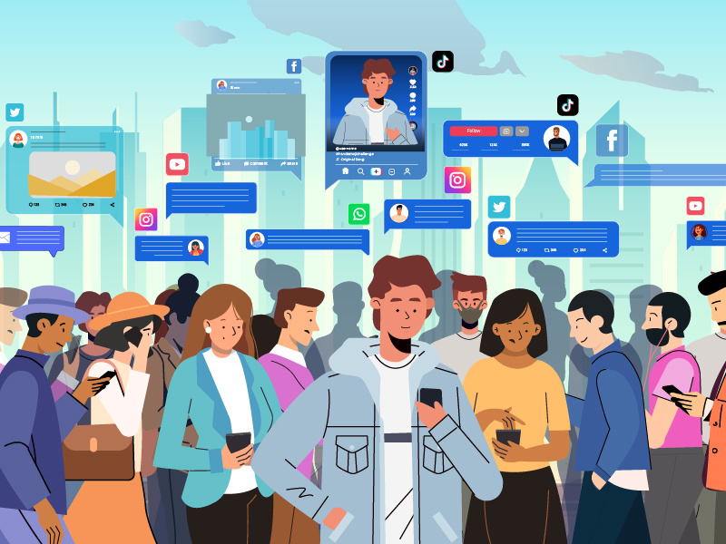 Social Streets 2d animation adobe after effects animation character facebook infographics instagram message mobile motion design motion graphics popup road snapchat social media street telegram walk whatsapp