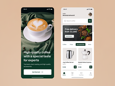 Coffee shop & stuff app coffee mobile product shop ui ux