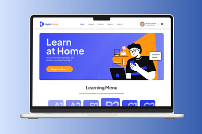 English Learning Course blue cards course english landing page learning toelf website