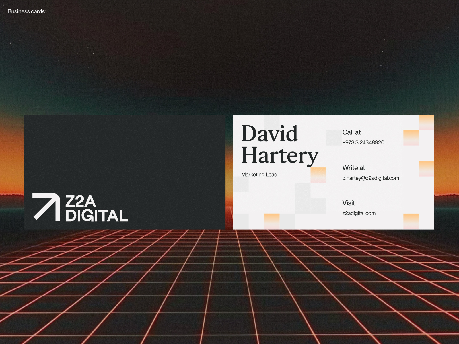 Z2A Digital - Business Card agency animtaion branding business card graphic design illustration logo retro vibe studio typography unikorns vector z2a