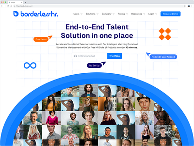 Borderlesshr Redesign hero section hrmanagement hrui landing page saas uidesign web ui webdesign