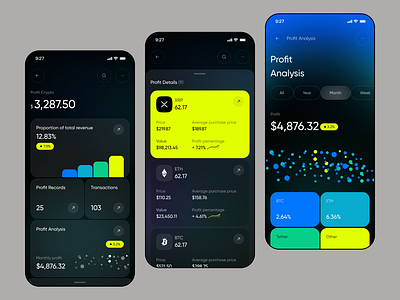 Modern Web 3.0 Wallet - Mobile App(Dark-3) app crypto finance mobile product design software ui ux web3